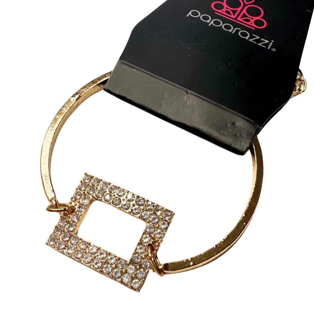 Paparazzi Main Street Metro Rhinestone Bracelet Gold Cocktail Party Glam Jewelry